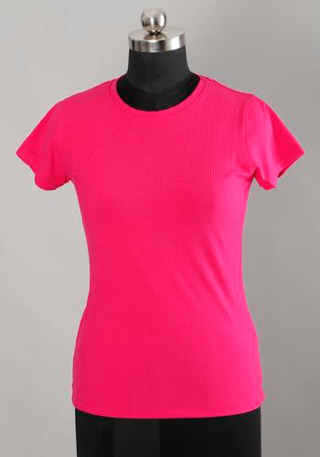 Round Neck Pink Colour Women's T-Shirt