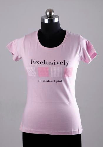 Round Neck Pink Colour Women's T-Shirt 1