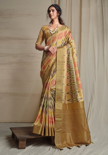 Sandal Colour Handloom Silk Saree