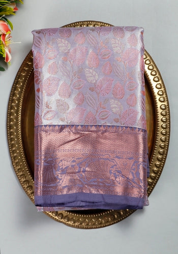 Silver Colour Printed Premium Silk Sarees