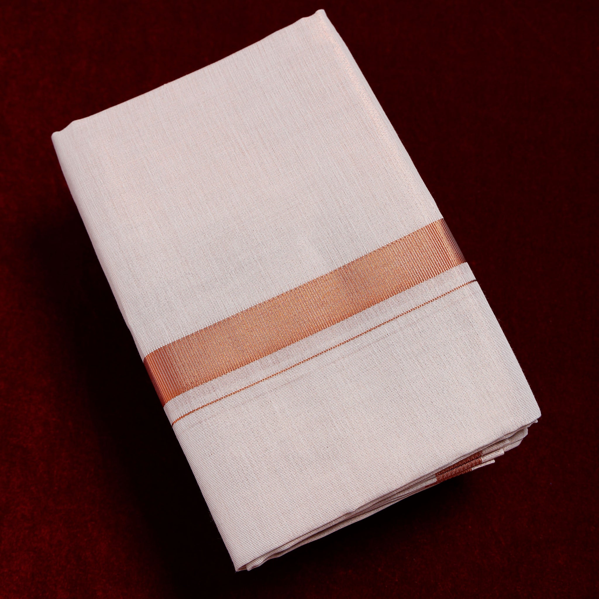 Alaya Copper Cotton Dhoti With Copper Border