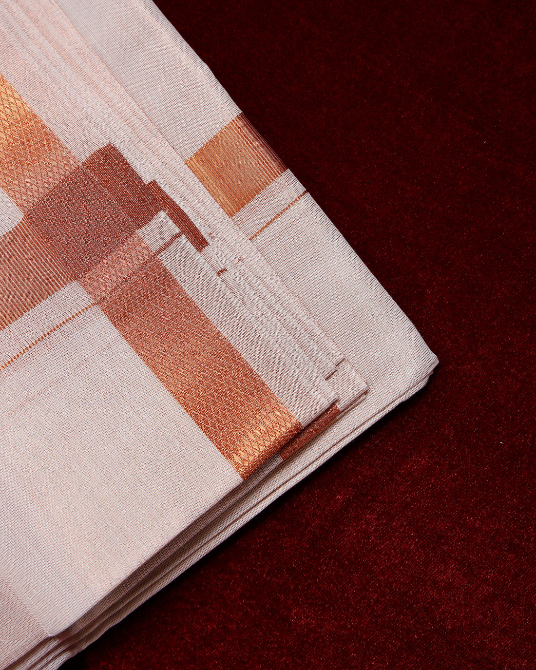 Alaya Copper Cotton Dhoti With Copper Border