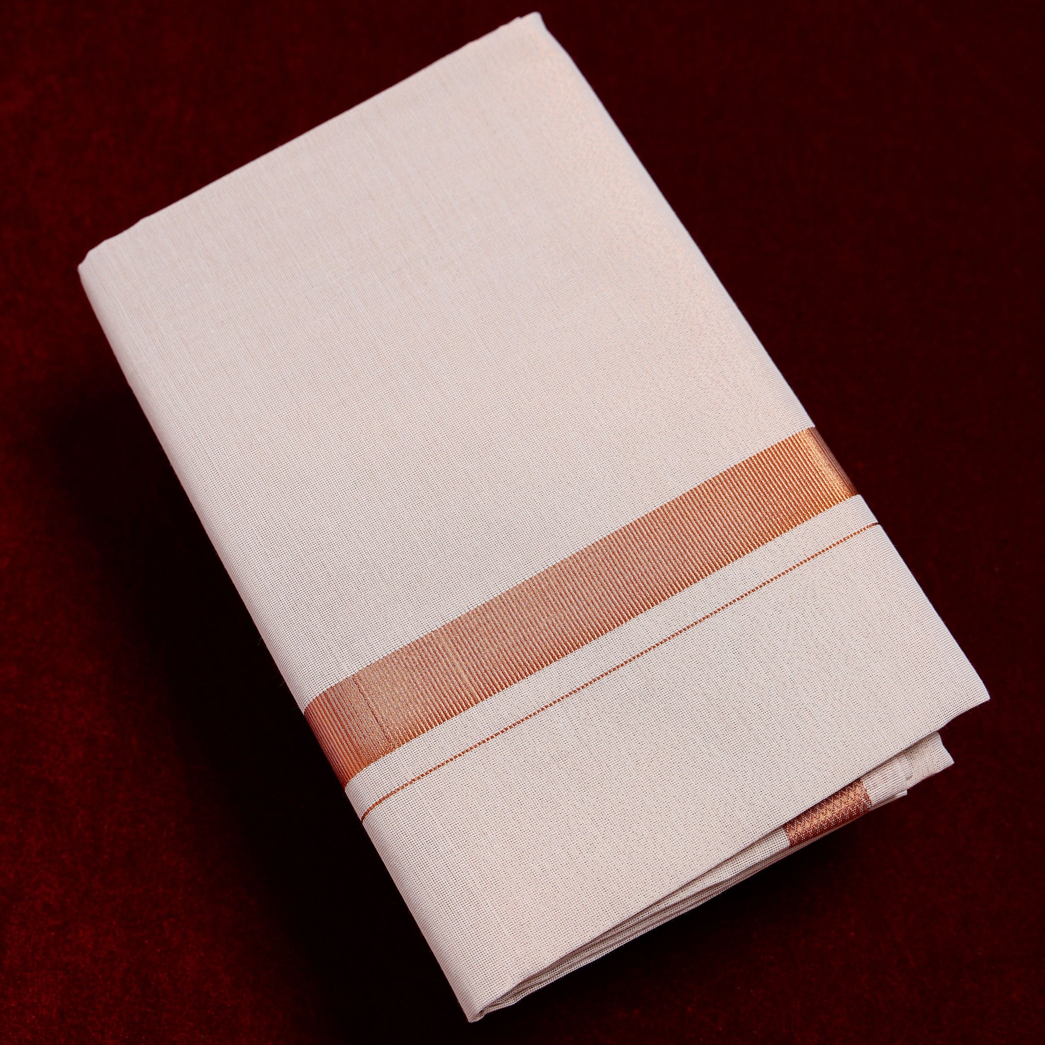 Alaya Copper Cotton Dhoti With Copper Border