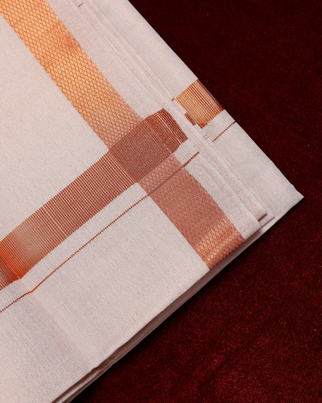 Alaya Copper Cotton Dhoti With Copper Border