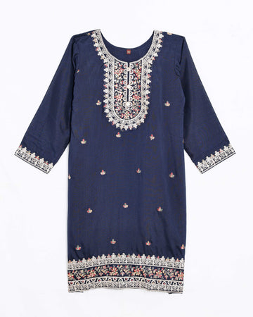 Navy Blue Embroidered Kids Churidar & Salwar - Readymade