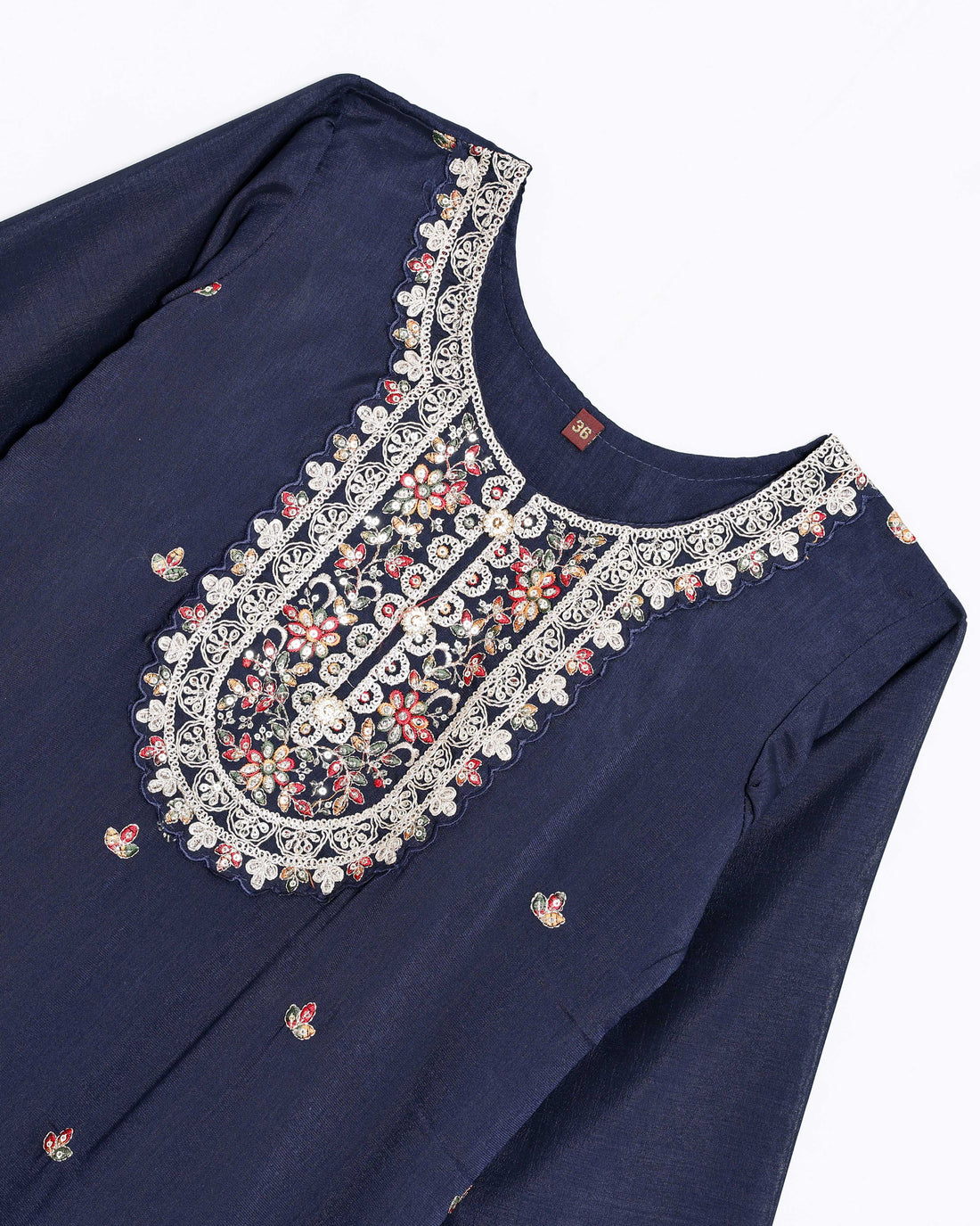 Navy Blue Embroidered Kids Churidar & Salwar - Readymade