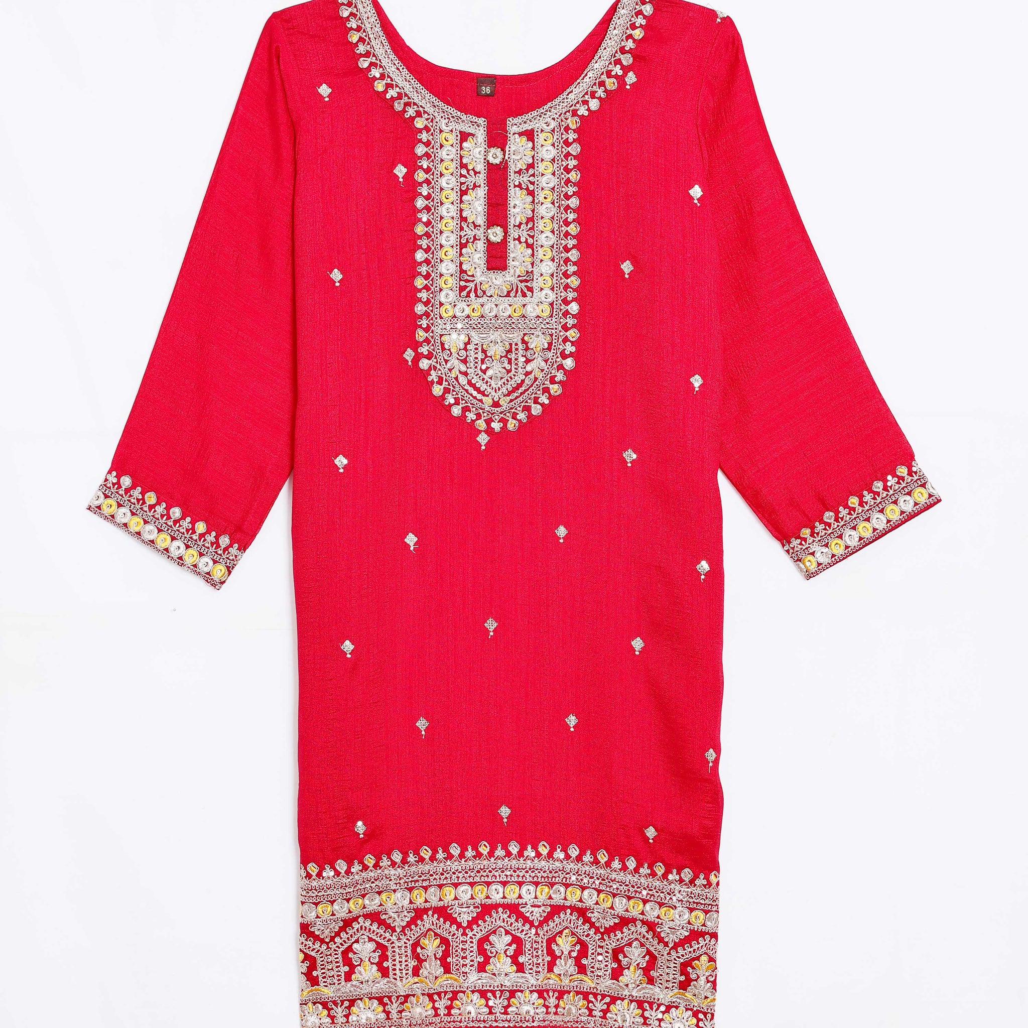 Red Embroidered Kids Churidar & Salwar - Readymade