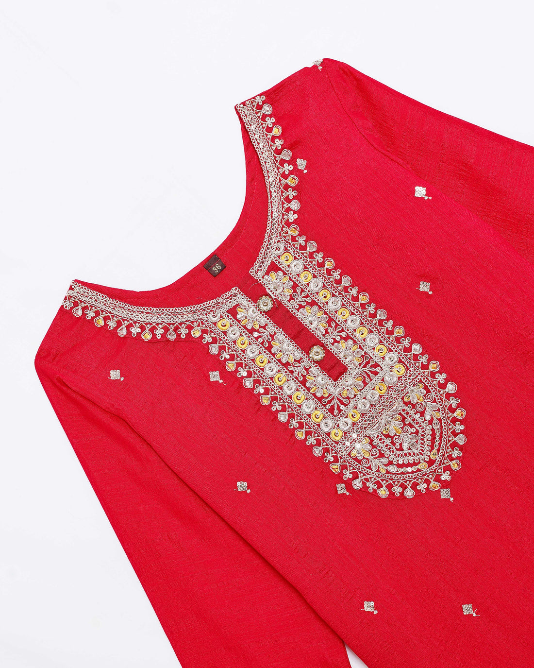 Red Embroidered Kids Churidar & Salwar - Readymade