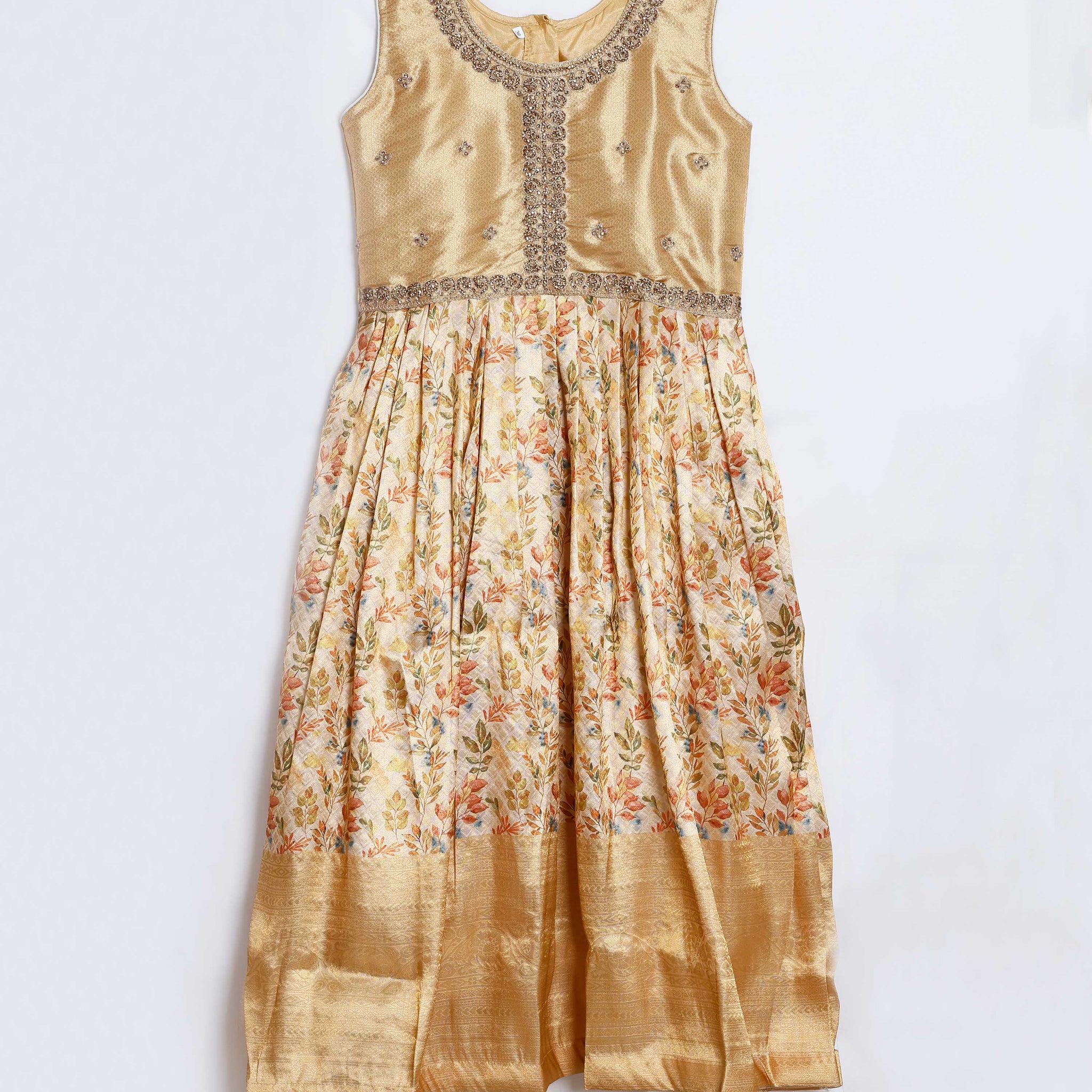 Gold Colour Embroidered Kids Churidar & Salwar - Readymade