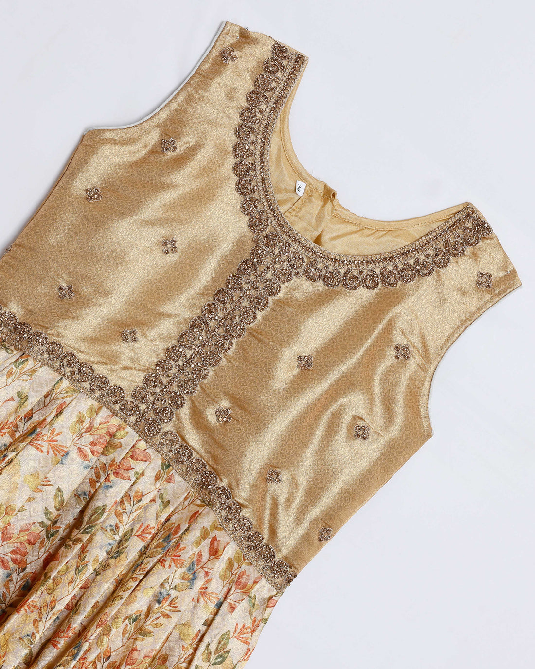 Gold Colour Embroidered Kids Churidar & Salwar - Readymade