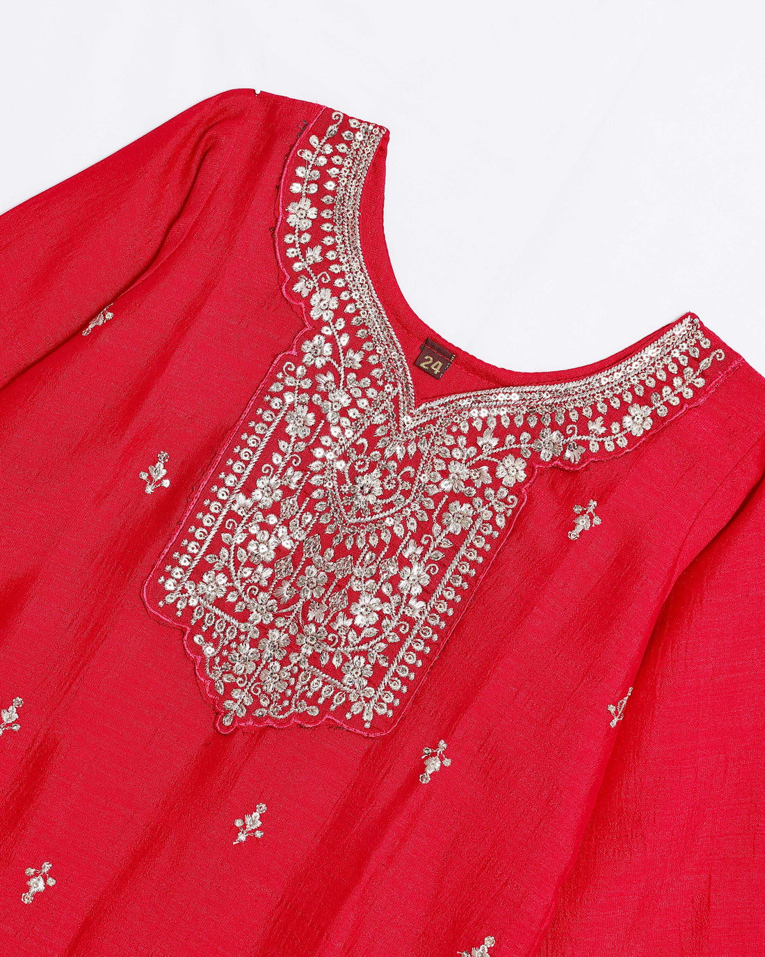 Red Embroidered Kids Churidar & Salwar - Readymade