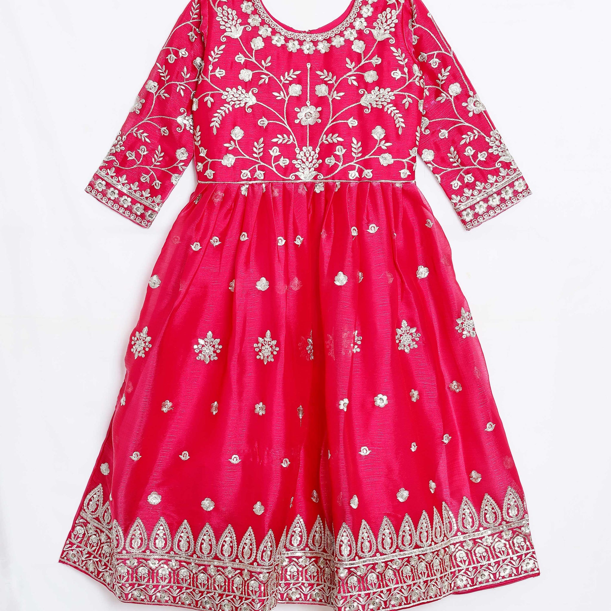 Magenta Embroidered Kids Churidar & Salwar - Readymade