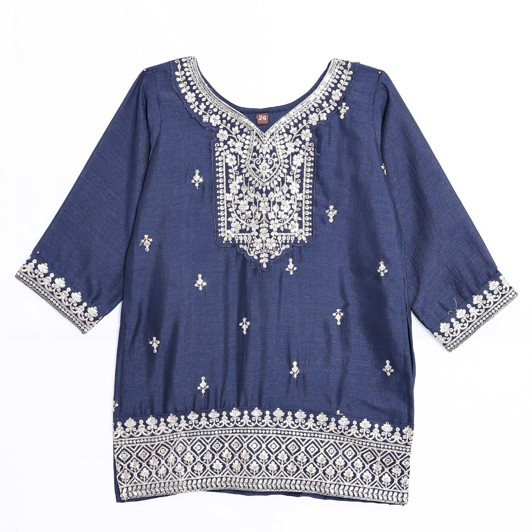 Navy Blue Embroidered Kids Churidar & Salwar - Readymade