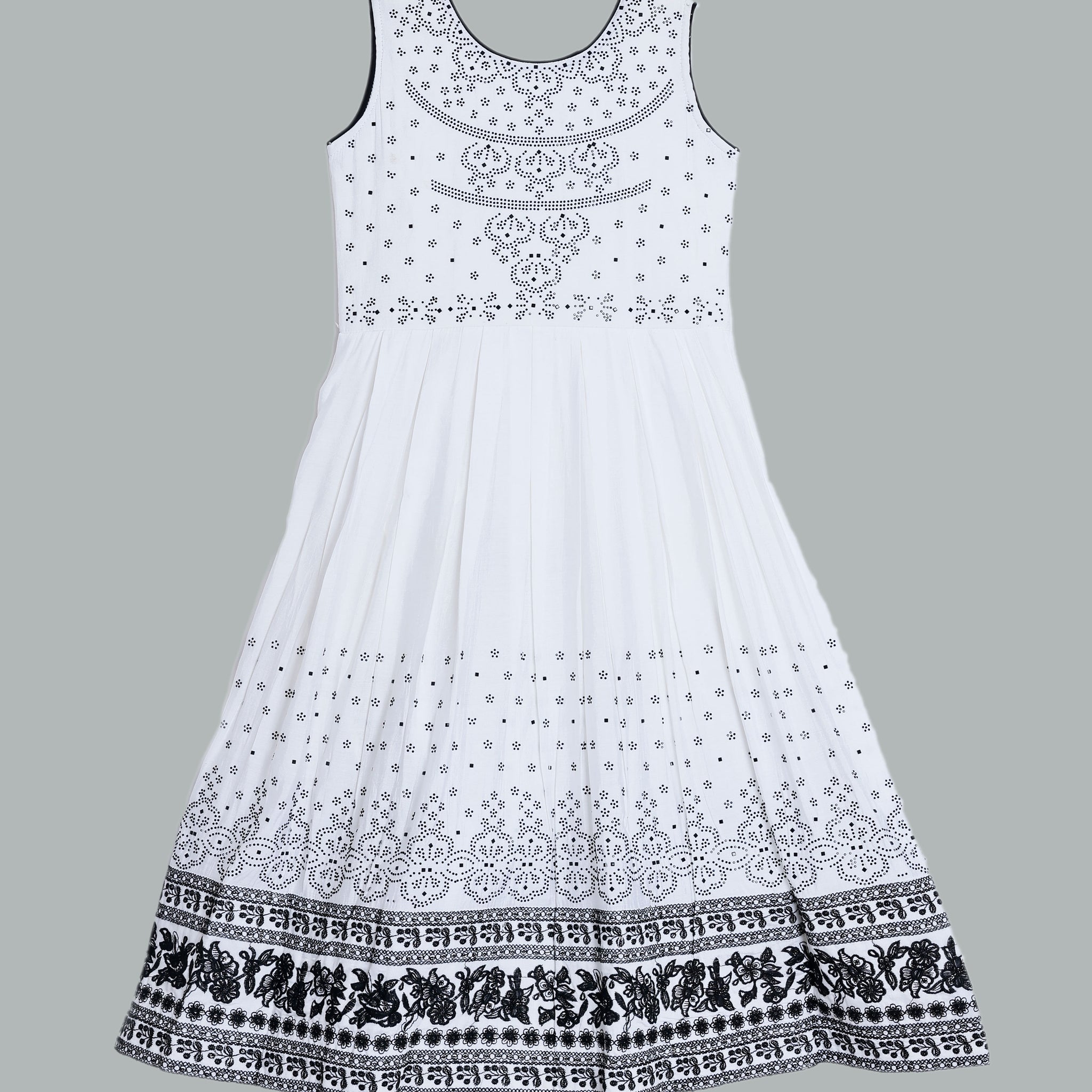 White Embroidered Kids Churidar & Salwar - Readymade