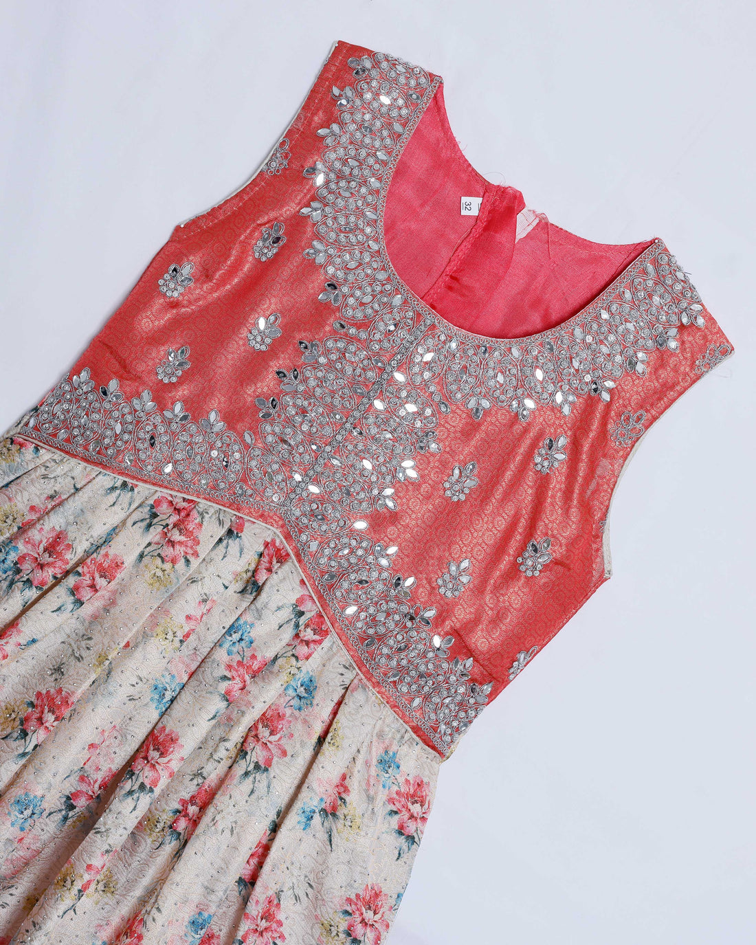 Coral Pink Embroidered Kids Churidar & Salwar - Readymade