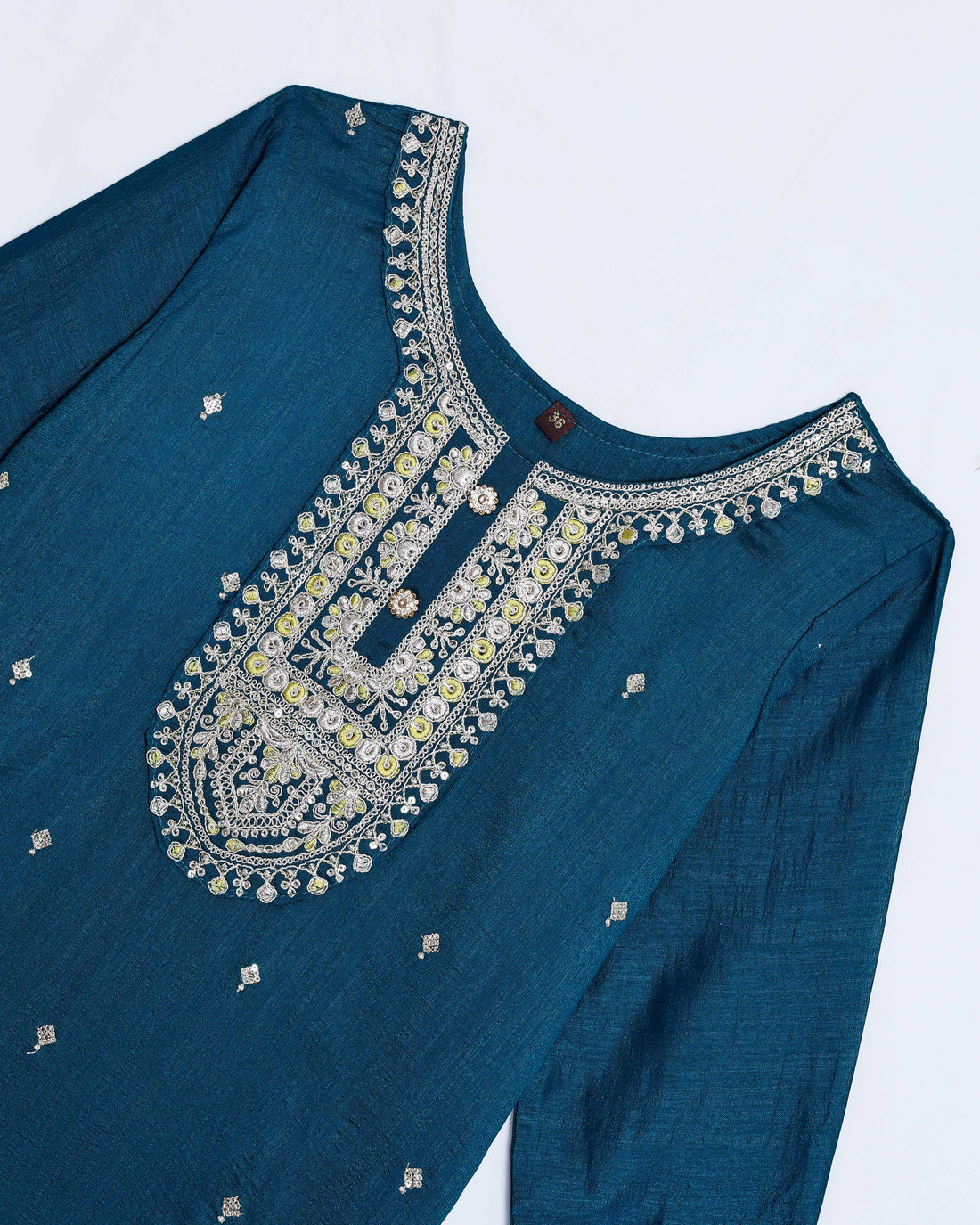 Teal Blue Embroidered Kids Churidar & Salwar - Readymade