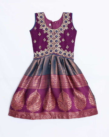 Purple Embroidered Kids Churidar & Salwar - Readymade