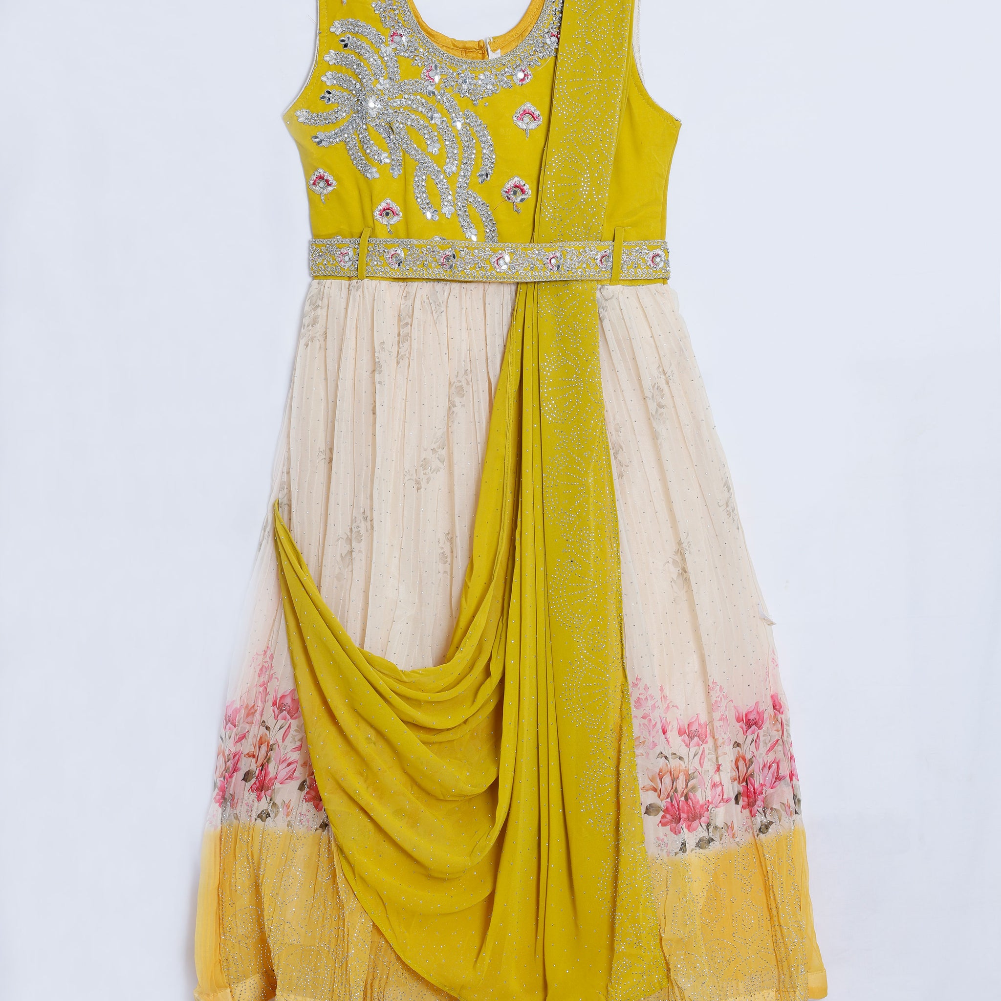 Yellow Embroidered Kids Churidar & Salwar - Readymade