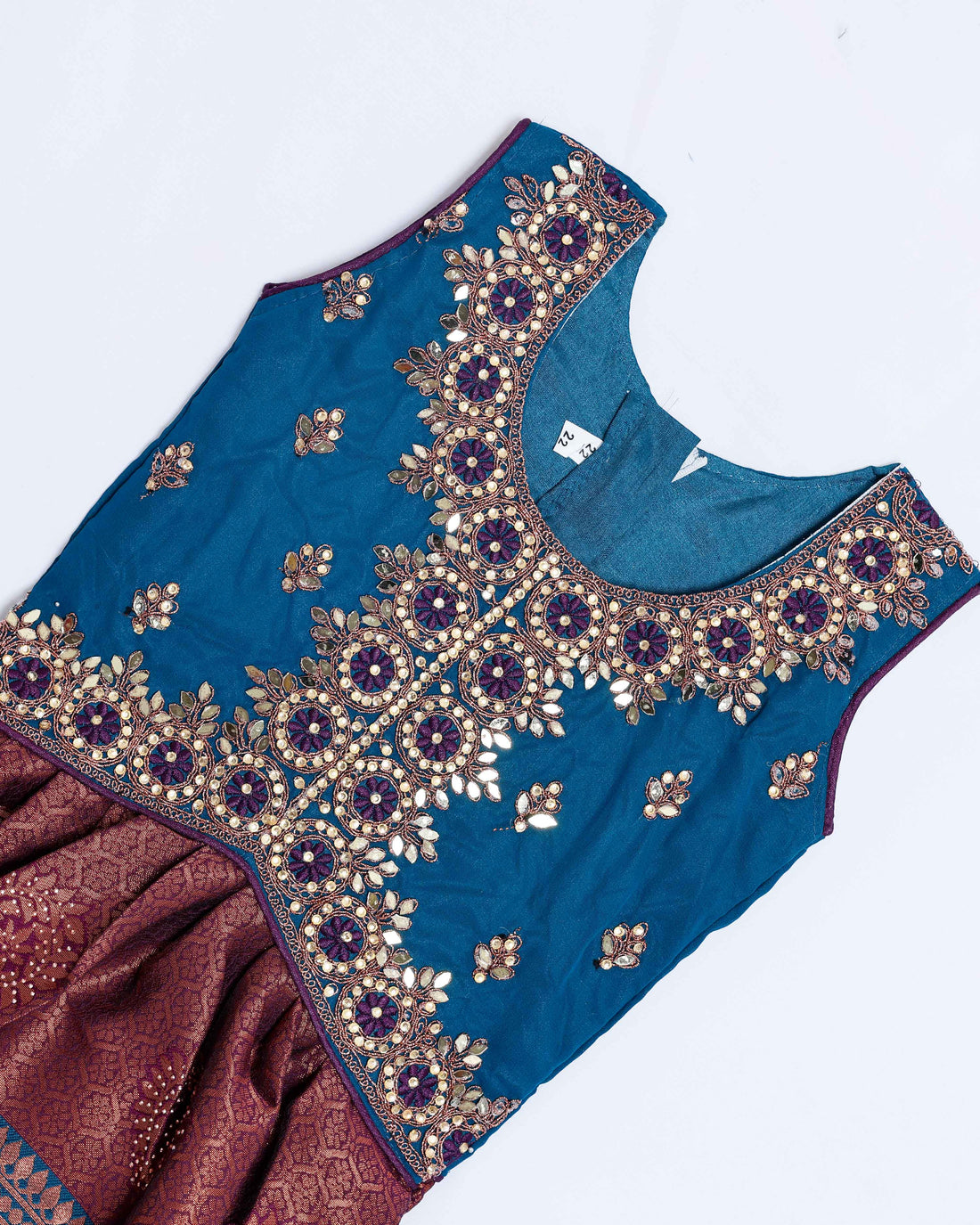 Teal Blue Embroidered Kids Churidar & Salwar - Readymade