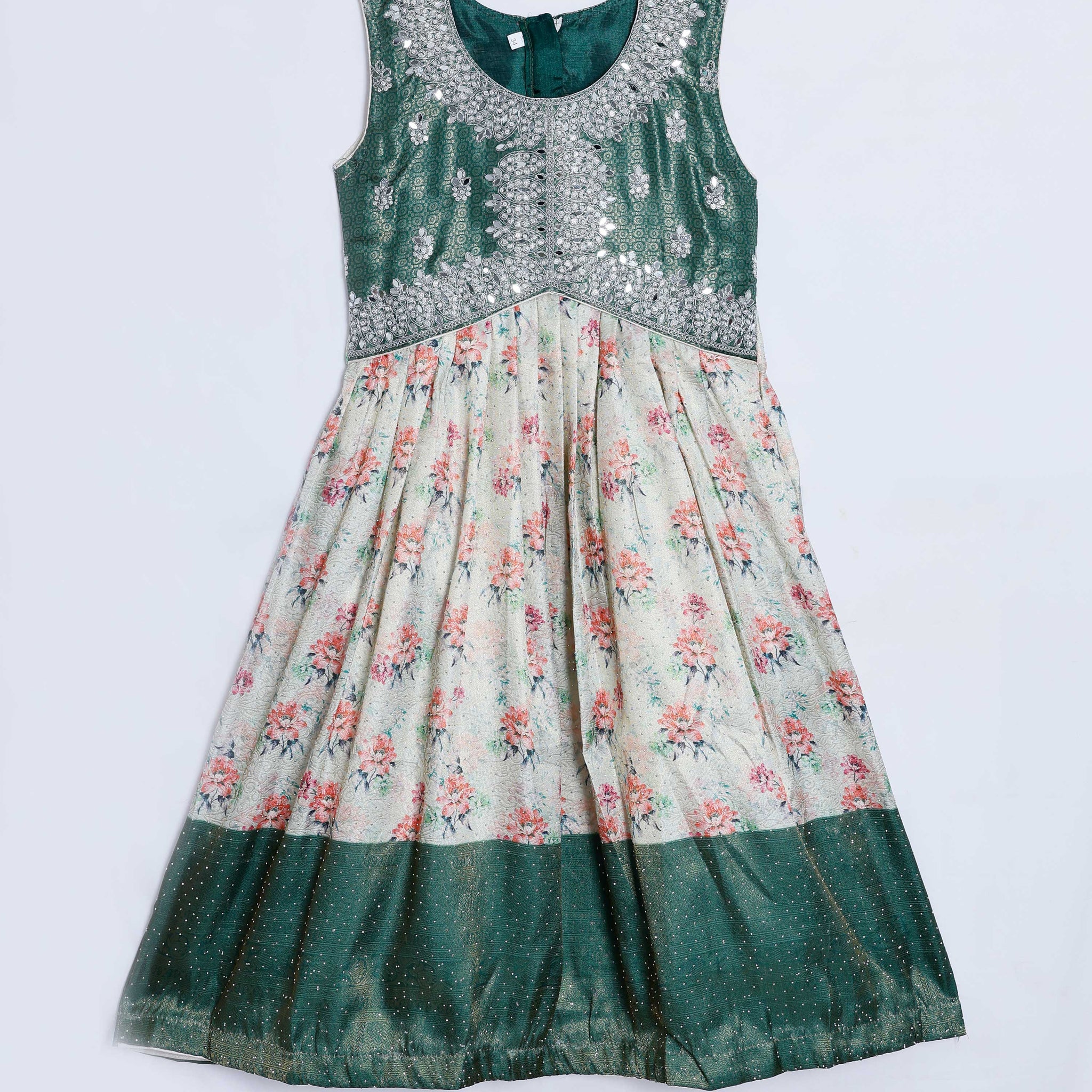 Green Embroidered Kids Churidar & Salwar - Readymade