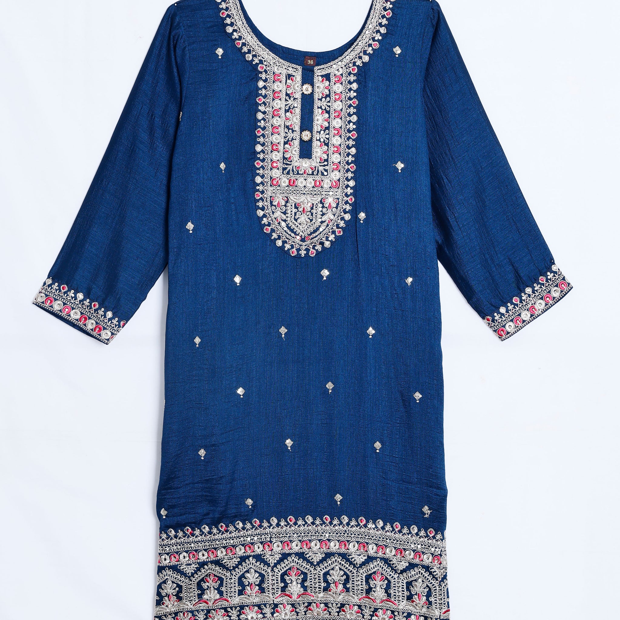 Navy Blue Embroidered Kids Churidar & Salwar - Readymade