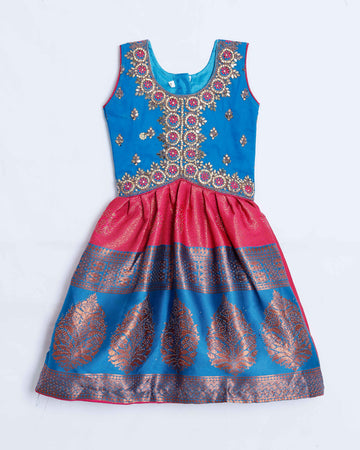 Blue Embroidered Kids Churidar & Salwar - Readymade