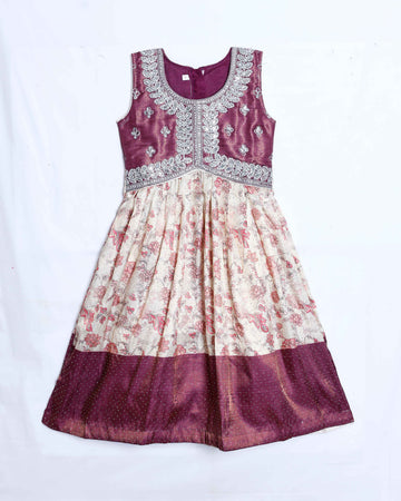 Purple Embroidered Kids Churidar & Salwar - Readymade