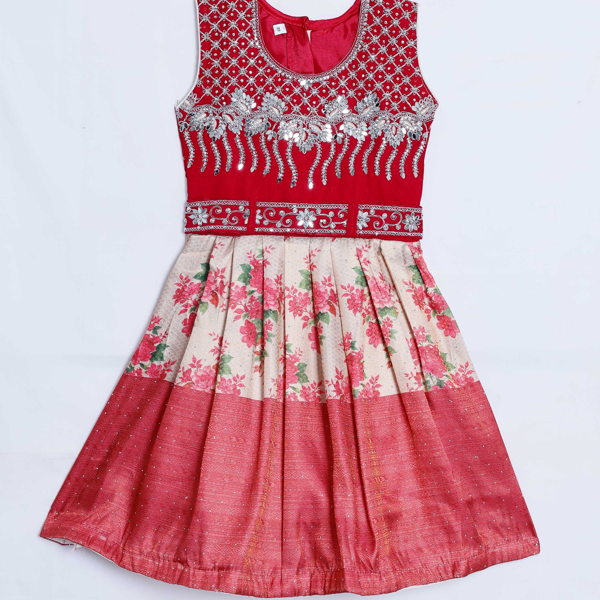 Red Embroidered Kids Churidar & Salwar - Readymade