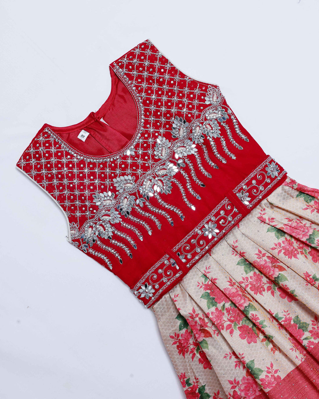 Red Embroidered Kids Churidar & Salwar - Readymade