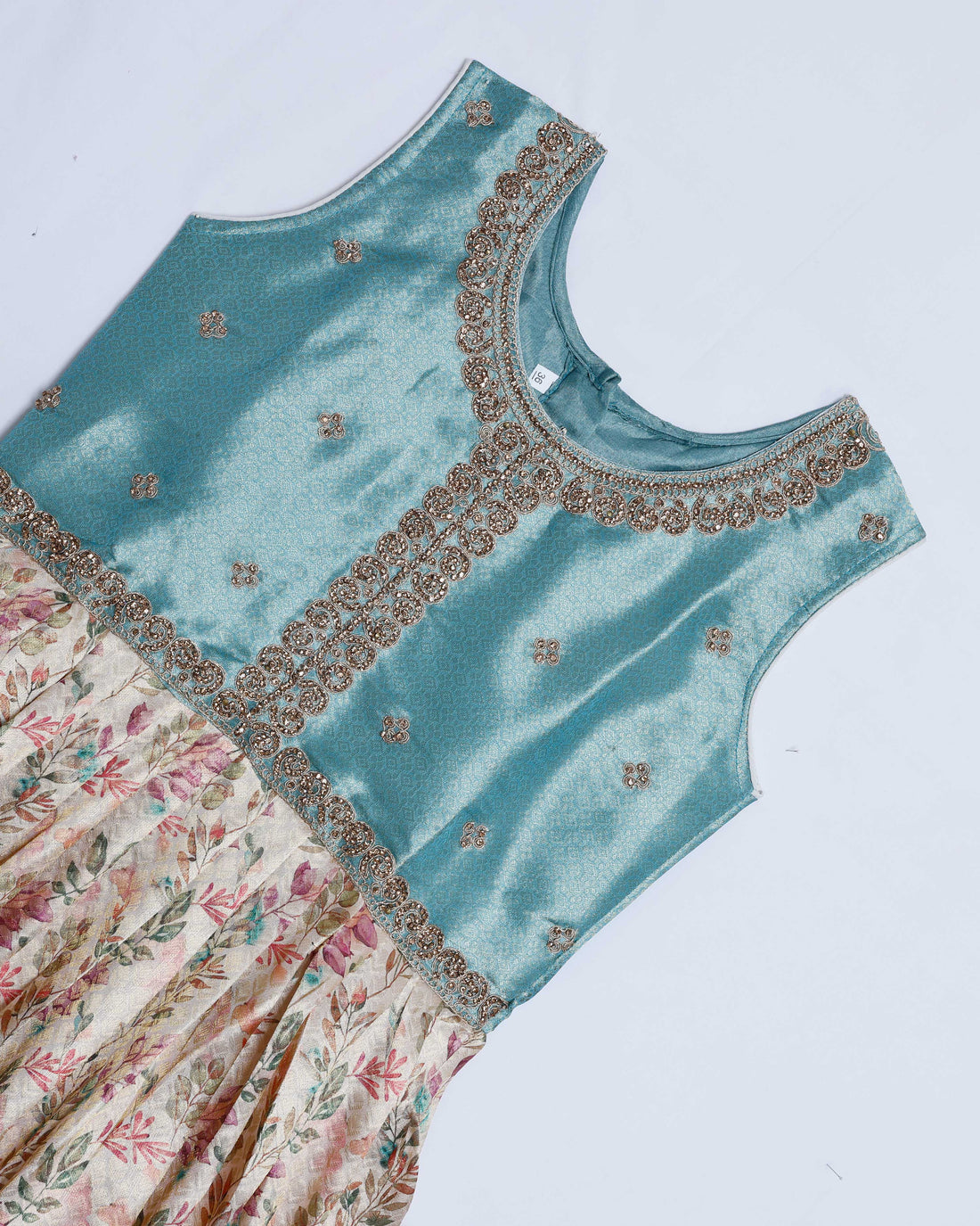 Teal Blue Embroidered Kids Churidar & Salwar - Readymade