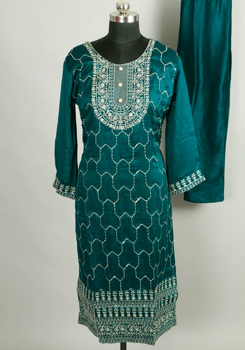 Women Teal Readymade Salwar 1