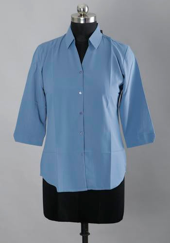 Womens Blue Collar Casual Shirt 1