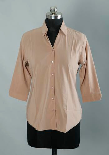 Womens Light Brown Collar Casual Shirt