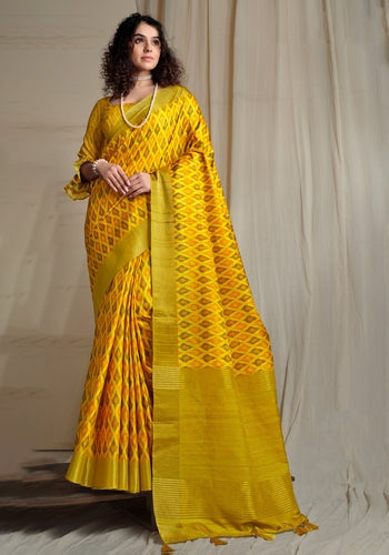 Yellow Colour Handloom Silk Saree