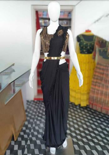 Black Colour Ready To Wear Fancy Saree