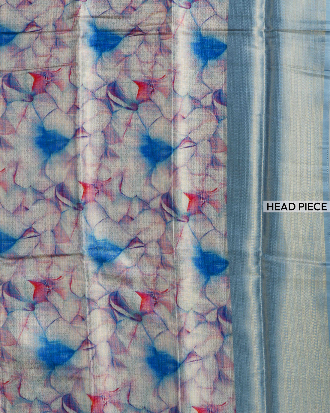 White & Light Blue Colour Floral Design Soft Silk Saree