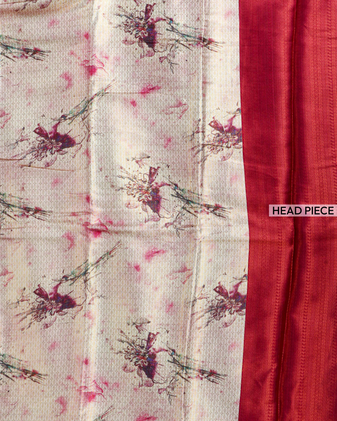 Cream & Red Colour Soft Silk Saree