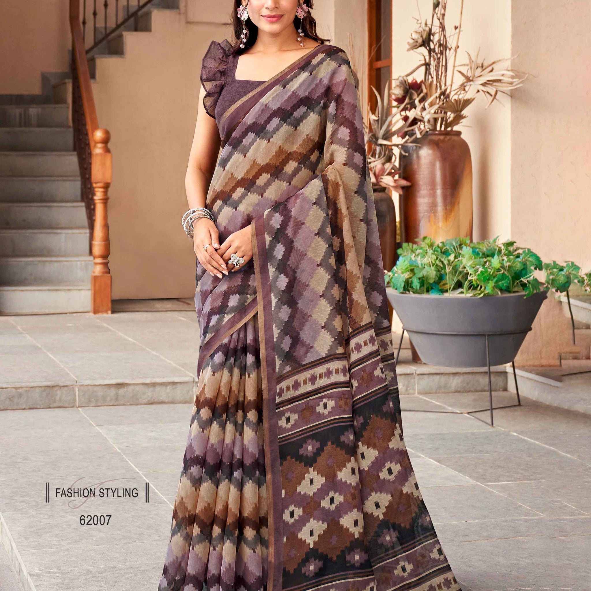 Dark Purple Color Ikkat Saree - IK28