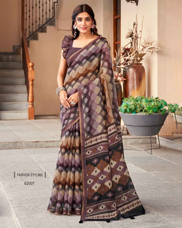 Dark Purple Color Ikkat Saree - IK28