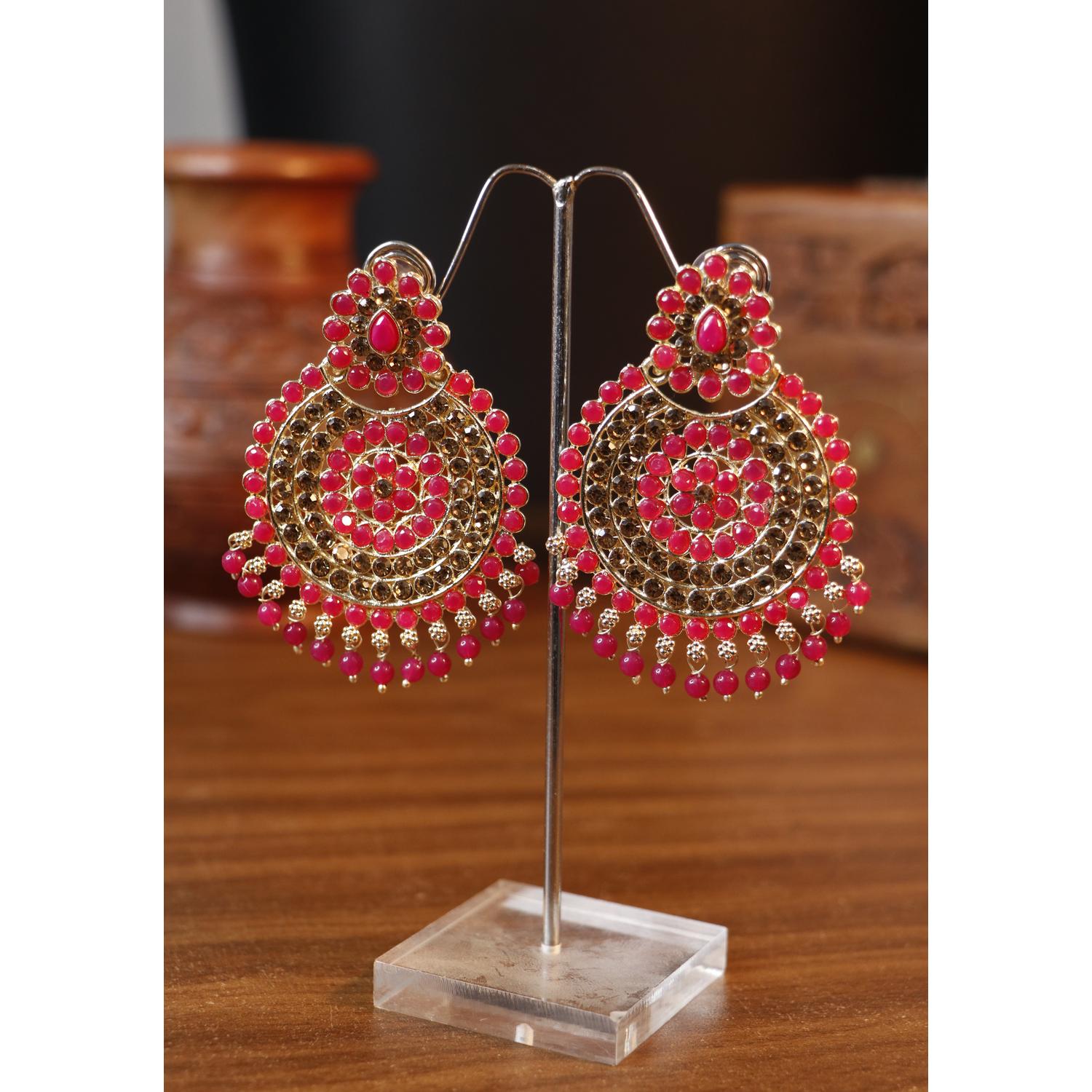 Pink Colour Copper Plated Earrings